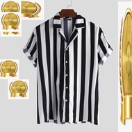 kemeja lelaki baju belang hitam putih men shirt wow ss4229pp