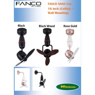 FANCO Corner Fan NANO 16 inch Black/Black Wood/Rose Gold (Ceiling or Wall Mount)