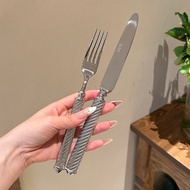 [Milan Fantasy Hammer Pattern] Western Style Restaurant Cutlery Set 18/10 Stainless Steel Steak Cutl