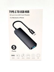 HUB, Rozdzielacz - USB-C - 3xUSB + Czytnik Kart SD / Micro SD  集線器、分線器 - USB-C - 3 個 USB 連接埠 + SD / 