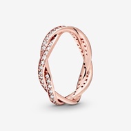 Pandora Sparkling Twisted Lines Ring Original - Rosegold cincin ori