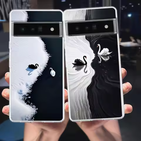 legant White Swan Design Phone Case Cover for Google Pixel 10 9 8 7 6 5 4 4XL Soft TPU 7A 6A 5A 4A 3