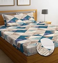 NHD HOME Premium Cotton Elastic Fitted Bedsheets with 2 King Size Pillow Covers | Double Bed with Al