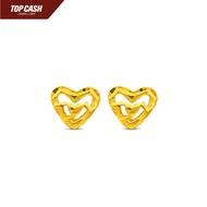 Top Cash Jewellery 916 Gold 'Forever Love" Heart Stud Earrings