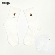 BA BAPE Crew Socks Basic Black White Grey Men Women Cotton Ribbed Hipster Stylish Streetwear A Bathi