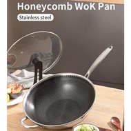 DSH Store【Ready Stock】KATA Non-stick Wok 316 Stainless Steel Non Stick Wok Honeycomb Wok Frying Wok 