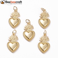 1pc Brass Pendants Sacred Heart Golden 22x12x2.5mm Jump Ring: 5x1mm Hole: 3.5mm