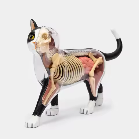 4D Master Black And White Cat Anatomy Model Puzzle Assembling Animal Biology Organ Anatomical Model 