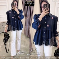 KEMEJA Lavina Blouse/Arie Blouse By Meisa/ Butterfly Embroidery Jeans Shirt Ld 110
