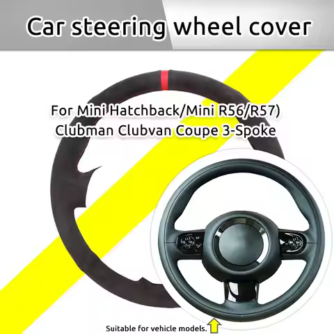 Dark Grey Car Steering Wheel Cover For Mini Hatchback/Mini R56/R57) Clubman Clubvan Coupe 3-Spoke St
