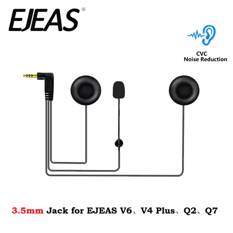For V6 Series Q2 Q7 V4 Plus Motorcycle Bluetooth Helmet Intercom EJEAS 3.5mm Jack HiFi CVC Noise Red