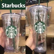 Limited Starbucks Tumbler Water Bottle Classic Double Layer Plastic Cup Reusable Straw Cup Transparent Cold Cup 710 Ml flowerdance