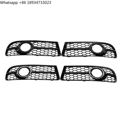 For 06-08 for Audi A4 B7 S-Line Gloss Black Front Fog Light Grille Grill Chrome Trim 8E0807681F 8E08