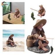 chulisia Fisherman Figurines Mini Fisherman Statue Sculpture for Tank Yard Garden Shelf Bonsai