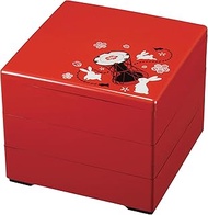 Cultivating Lacquer 6.5 inches (6.5 cm), Red Rabbit Tsumi (Inner Black) 3 Tiers H-161-35A