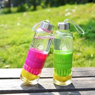 Cute Lemon Jucier Water Bottle Travel Camp Sport Glass Bottle Infuser Fruit Orange Hand Juicer Shake