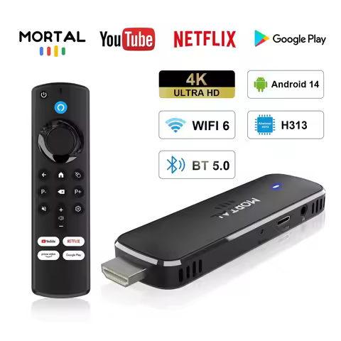 Mortal Q8 WIFI6 BT5.0 Google Voice Assistant AllwinnerH313 Android 14 Portable Android FireTV Stick 