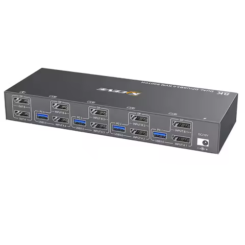 A23K-KCEVE KVM Switch 4 Computer 2 Monitors Displayport USB 3.0 KVM Switcher Supports 4K@60Hz DP Por