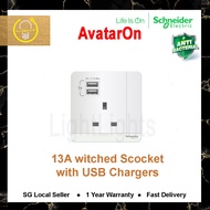[SG SELLER] Schneider Electric AvatarOn white Antibacterial switches and sockets USB Switches Socket