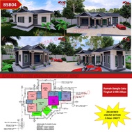 BSB04 PELAN RUMAH BANGLO SATU TINGKAT SETENGAH IDAMAN BERKELUASAN 1,400kps | HOUSE PLAN DESIGN