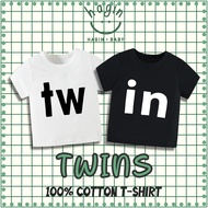 Twins Logo Cotton Kids T-shirt Boys Girls Short Sleeve Tops Twins Outfit Clothes