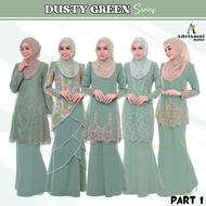 [P1] Tema Dusty Green Baju Kurung Dewasa Plus size Lace Moden Tunang Bridesmaid Kenduri Raya (Size 3