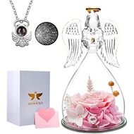 Valentines Day Gifts Real Rose withdeternal Flowers Angel Necklace Mom Birthday.elasticsearch_gifts 