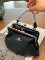 💜全新Vivienne Westwood 口金迷你肩揹包彩色土星銀扣純羊皮休閒鏈條餃子包手拎單肩斜挎包