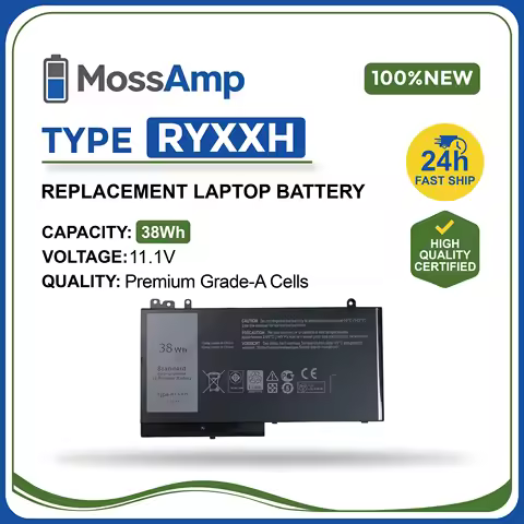 MossAmp 11.1V 38WH RYXXH Laptop Battery for Latitude 3000 5000 11 3150 3160 12 E5250 E5450 E5550 9P4