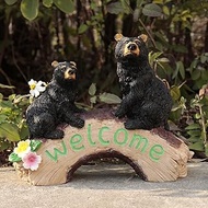 Mother and Son Bear On The Bridge, Black Bears Figurine, Mother Baby Figurines, Mama Bear, Black Bea