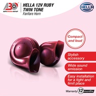 HELLA 12V Ruby Twin Tone Fanfare Car Horn Set 400 Hertz &amp; 500 Hertz- 3FH 012 010 811