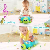 Musical Turtle Baby Toys 6 to 12 Months, Infant Light up Music Toys Tummy Time Development, Crawling