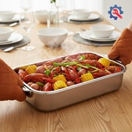[AT] Stainless Steel Baking Pan Set 2PCS 16x9 Inch With Lid Deep Tray Dish For Pasta Fish Baking Roa