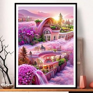 Beautiful Flower Cross Stitch Kit Purple Fantasy Castle Precise Printing Cross Stitch Material Package 2023 New Style