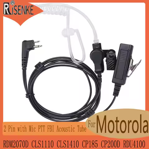 RISENKE Walkie Talkie Earpiece with Mic Acoustic Tube Headset for Motorola RDM2070D,CLS1110,CLS1410,