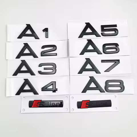 3D ABS Black S Line A1 A2 A3 A4 A5 A6 A7 A8 Logo Emblem Auto Badge Trunk Decal For Audi Sline Car Fe