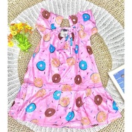 DB100 }} KF - Rayon Donut Pattern Children's Deter | Girls' house dress