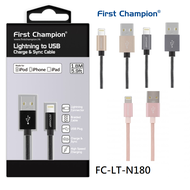 First Champion MFi 認證 Lightning USB 充電傳輸線 - PET編織配鋁合金外殼 - 180cm /FC-LT-N180 顏色隨機