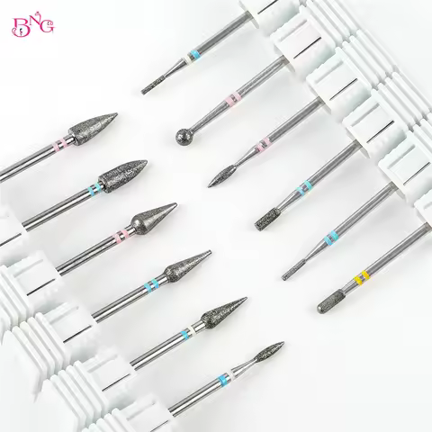 BNG 3Pcs/set Cuticle Clean Diamond Nail Drill Bit Set Electric Nail File Machine Cuticle Bits Diamon