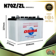 OSIMA 90D31R / 90D31L N70Z/ZL Wet Car Battery | Bateri Kereta | Toyota Hilux 4x4, Isuzu, Mitsubishi