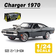LEO 1:24 Dodge Charger 1970 รถบรรทุกโมเดลรถยนต์ของเล่นอัลลอยหล่อโลหะสำหรับเด็กของเล่นยานพาหนะงานอดิเ