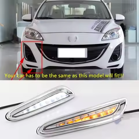 1 Set DRL For Mazda 3 Mazda3 Axela 2010 2011 2012 2013 Daytime Running Lights fog lamp Yellow turn s