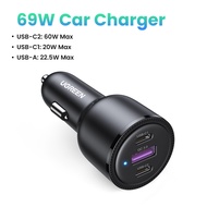 BOEL UGREEN 130W USB C ที่ชาร์จในรถที่ชาร์จสำหรับ Xiaomi iPhone 15 Samsung Galaxy S24แล็ปท็อป Tabet 