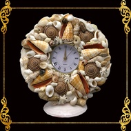 Seashell Table Top Clock | Strawberry Conch And Sundial Shell