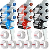 9 Pack Packing Tape Dispenser Gun with 6 Roll 2 Inch Gun 2.7 Mil Heavy Duty Packaging Tape for Shipp