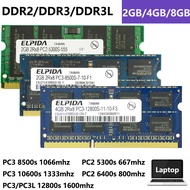 ELPIDA 8GB 4GB 2GB DDR2 DDR3/DDR3L PC2-5300S PC2-6400S PC3-8500S PC3-10600S PC3/PC3L-12800S   667MHz