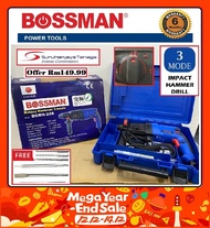 BOSSMAN 900W 3-Function Heavy Duty Rotary Hammer Set BGBH226 with Drill bits & Hacking Bits - 6 Mont