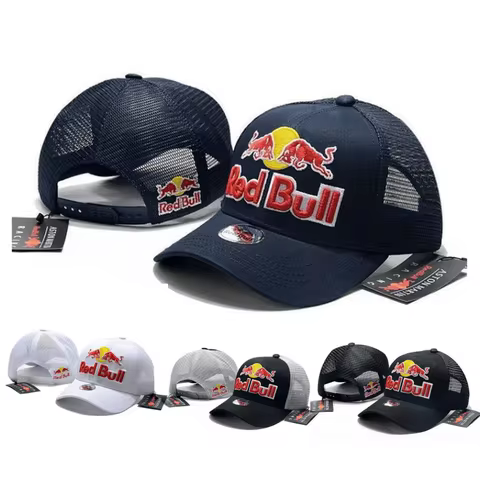 Red Bull Mesh Hat Embroidered Red Bull Baseball Hat Men's and Women's Outdoor Multi functional Hat R