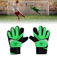 ENSUO ถุงมือผู้รักษาประตูฟุตบอลเด็กถุงมือผู้รักษาประตู1คู่ถุงมือออกกำลังกายกันลื่นสีเขียว15 ~ 16ซม./5.91 6.3in