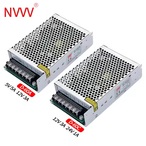 NVVV D-60 Double Output Switching Power Supply Transformer AC DC D-60A(5V5A 12V3A) D-60B(5V5A 24V1.5